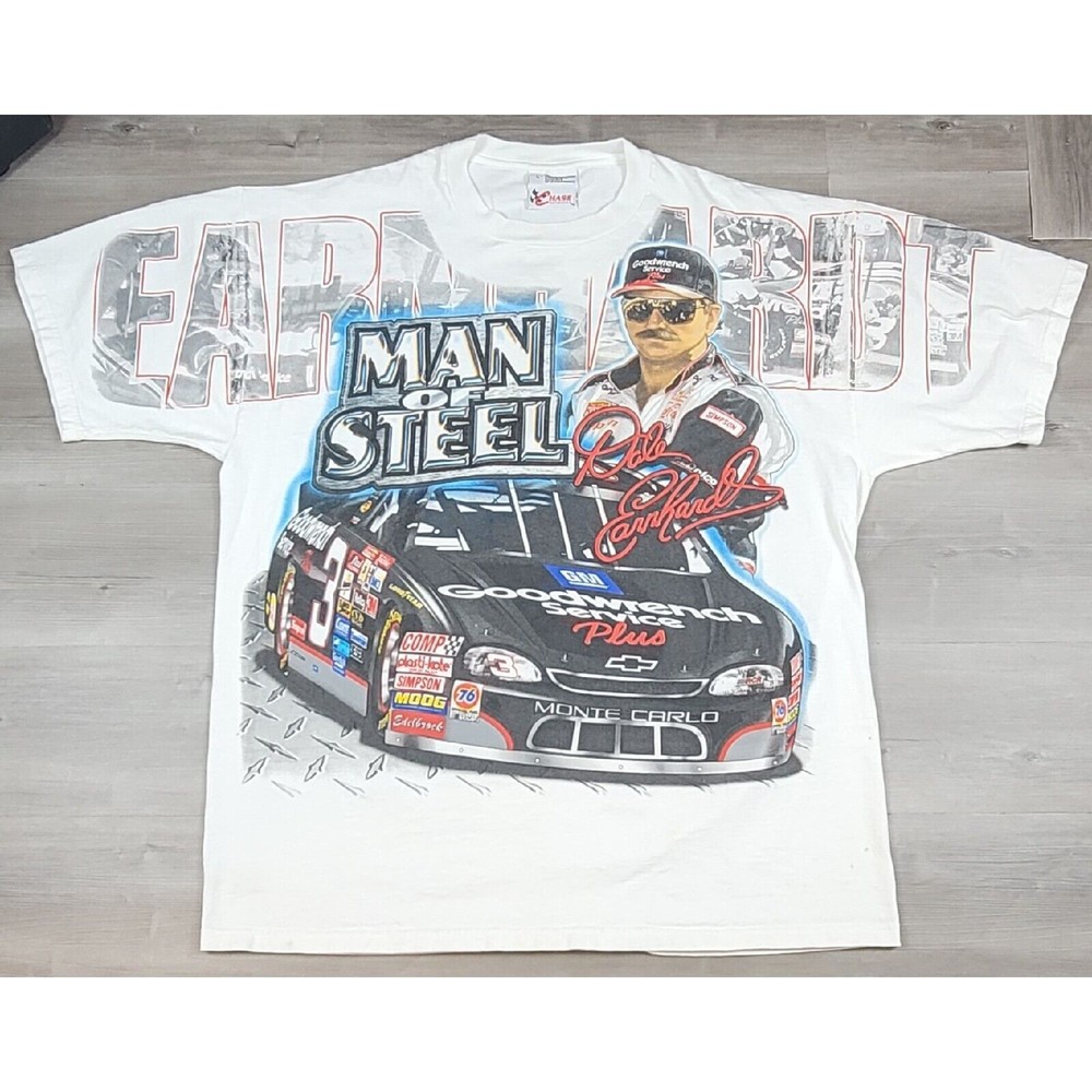 Dale Earnhardt #3 Man of Steel Nascar Racing tshirt Mr. Goodwrench Large AOP